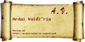 Ardai Valéria névjegykártya